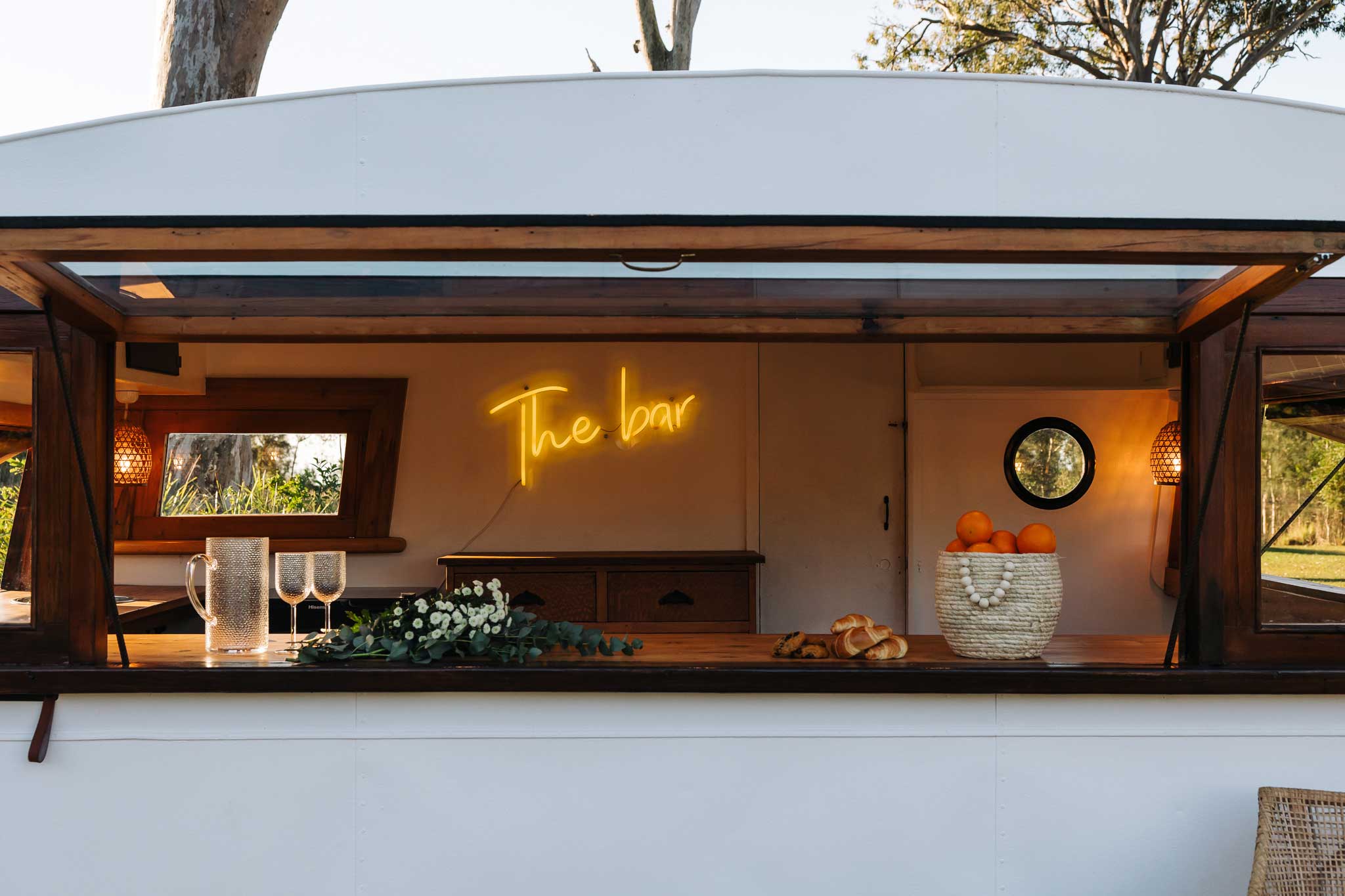 Ma Hunni vintage caravan at an evening corporate event