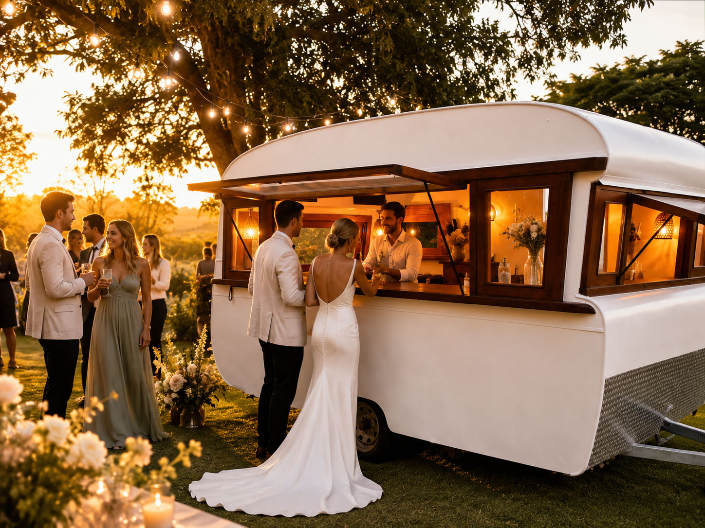 Ma Hunni vintage caravan at a wedding reception